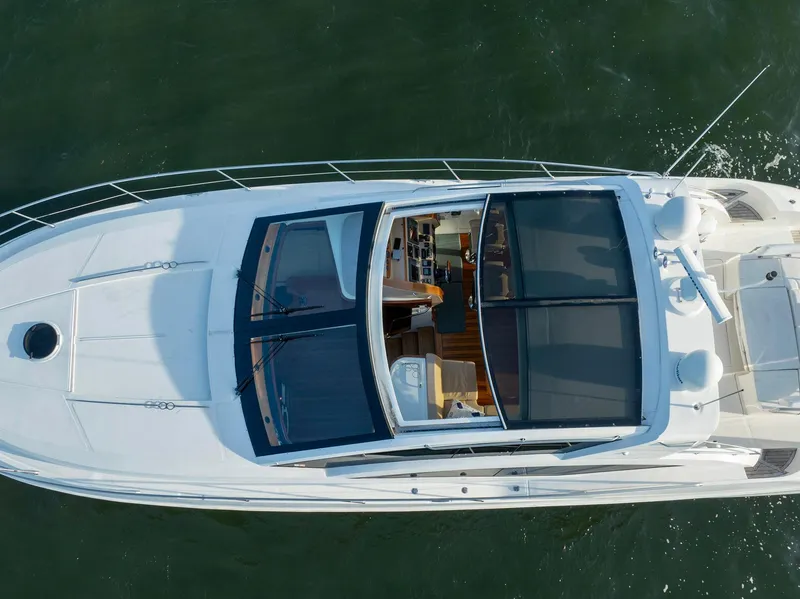 Slide: The Image of Aerial view of 2008 Savannah 54 yacht cruising on water. - 39