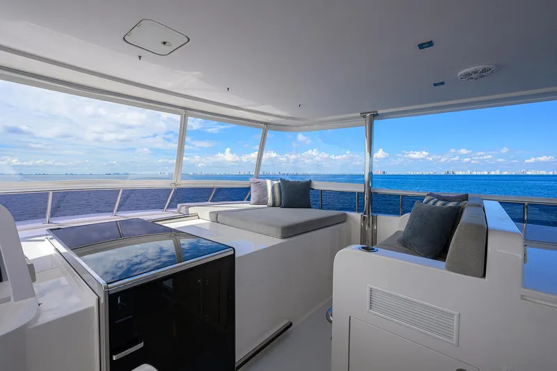 Slide: The Image of Luxurious 2018 Hargrave 100 Raised Pilothouse yacht interior with ocean view. - 13