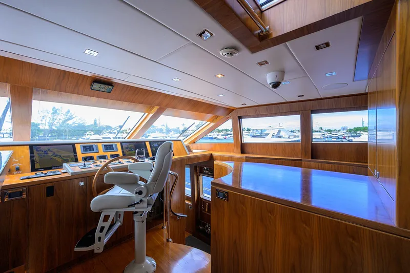 Slide: The Image of Luxurious 2018 Hargrave 100 Raised Pilothouse yacht interior with modern navigation equipment. - 32