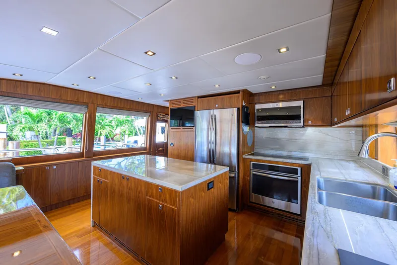 Slide: The Image of Luxurious kitchen interior of 2018 Hargrave 100 Raised Pilothouse yacht with modern appliances. - 37