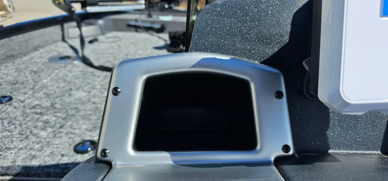 Slide: The Image of 2025 Tracker Pro Team 175 Crappie Edition boat interior detail with storage compartment. - 8