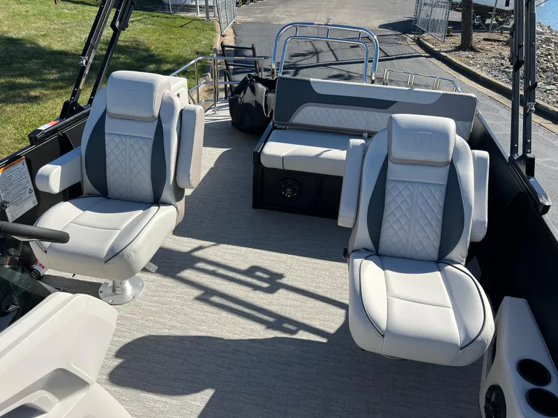 Slide: The Image of Interior of 2025 Godfrey SWEETWATER 2286 SFL pontoon boat with plush seating. - 14