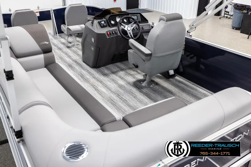 Slide: The Image of Interior of 2025 Bennington 188 SSSE pontoon boat with modern seating and helm. - 11