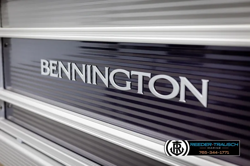 Slide: The Image of 2025 Bennington 21 SSRSE boat logo with Reeder-Trausch Marine branding. - 42