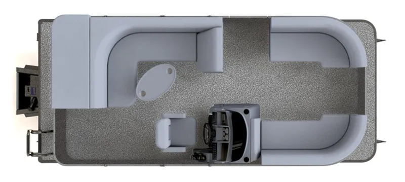 Slide: The Image of 2025 Sylvan Mirage 8520 Cruise pontoon boat interior layout, featuring spacious seating and helm. - 2