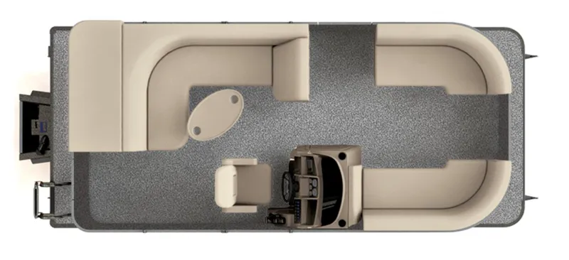 Slide: The Image of Top view of 2025 Sylvan Mirage 8520 Cruise pontoon boat interior layout. - 2