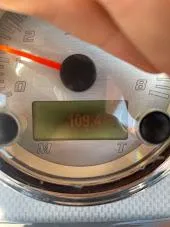 Slide: The Image of Close-up of 2015 Yamaha SX 190 boat speedometer displaying 109.3 hours. - 36