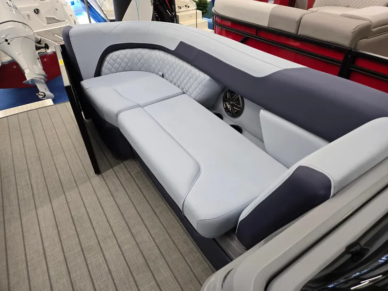 Slide: The Image of 2025 Godfrey SWEETWATER 2286 SFL boat interior with stylish seating and modern design. - 28
