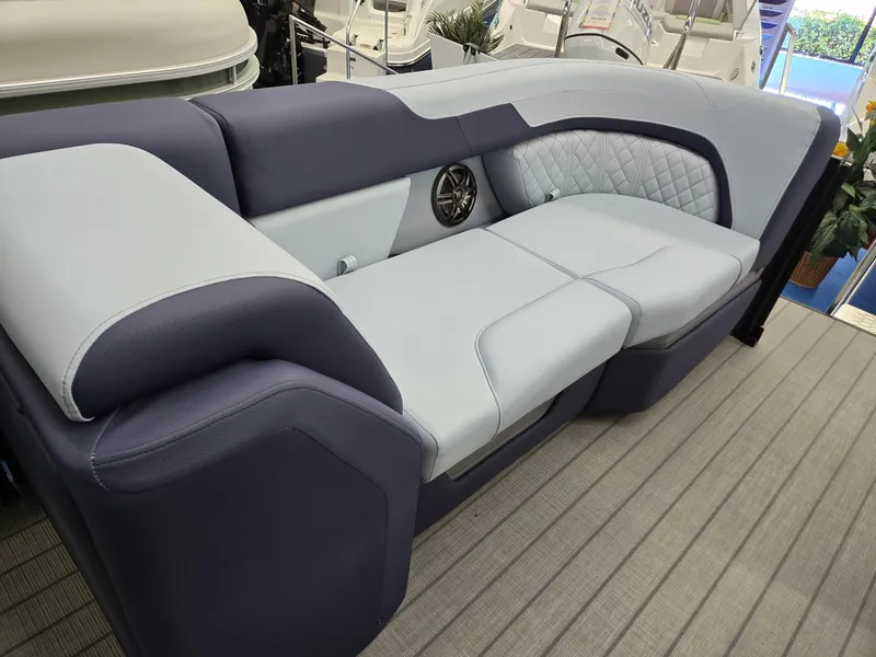 Slide: The Image of 2025 Godfrey SWEETWATER 2286 SFL boat seating, featuring modern design and comfortable upholstery. - 29