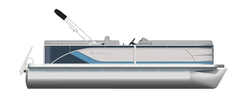 Slide: The Image of 2025 Godfrey SWEETWATER 2286 SFL pontoon boat, side view, sleek design. - 33