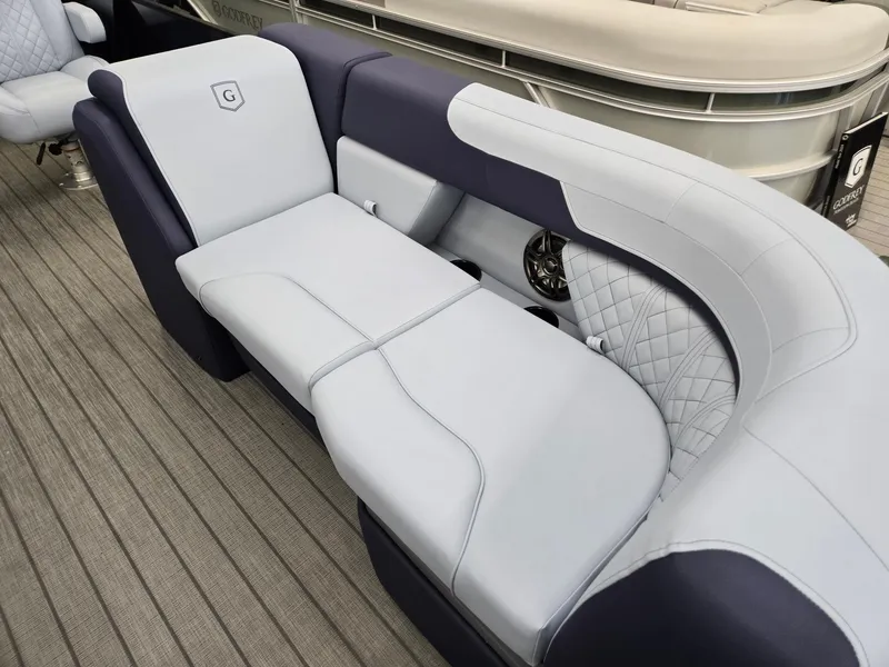 Slide: The Image of Luxurious seating on 2025 Godfrey SWEETWATER 2286 SFL pontoon boat, featuring elegant design. - 5