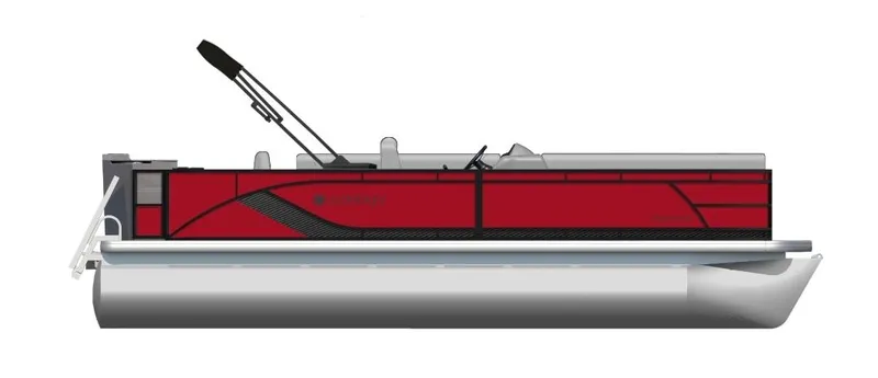 Slide: The Image of 2025 Godfrey Sweetwater 2286 FS pontoon boat, side view, red exterior. - 31
