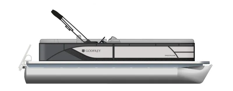 Slide: The Image of 2025 Godfrey Sweetwater 2286 C pontoon boat, side view, sleek design. - 38
