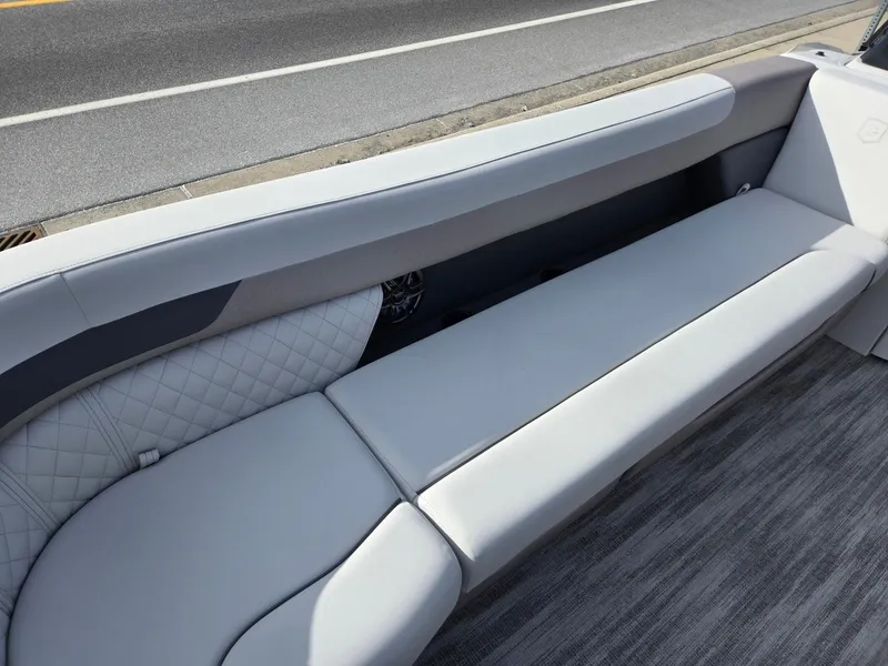Slide: The Image of 2025 Godfrey Sweetwater 2286 C boat interior with sleek, modern seating design. - 9