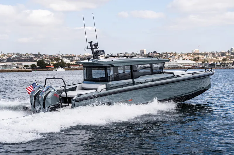 Slide: The Image of 2025 BRABUS 1000 Cross Cabin Signature Edition yacht cruising on open water. - 7