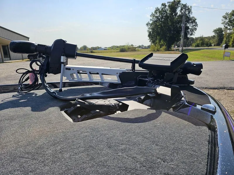 Slide: The Image of 2025 Skeeter ZXR19 boat deck with advanced trolling motor and equipment. - 11