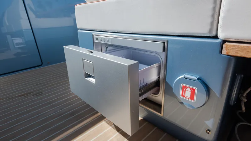 Slide: The Image of Open drawer on 2022 Pardo Yachts 43, showcasing sleek interior design. - 23