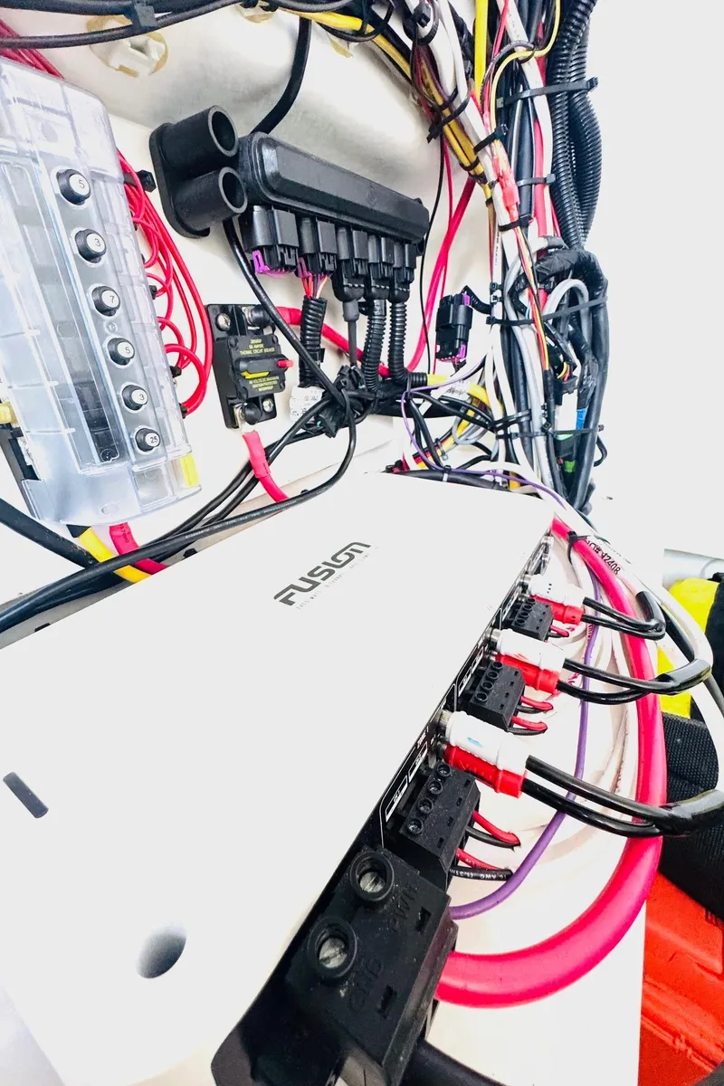 Slide: The Image of 2023 Cape Horn 39T boat with teak deck, docked at marina. - 19