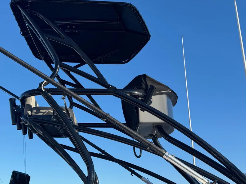 Slide: The Image of Cape Horn 39T 2023 boat tower against clear blue sky. - 6