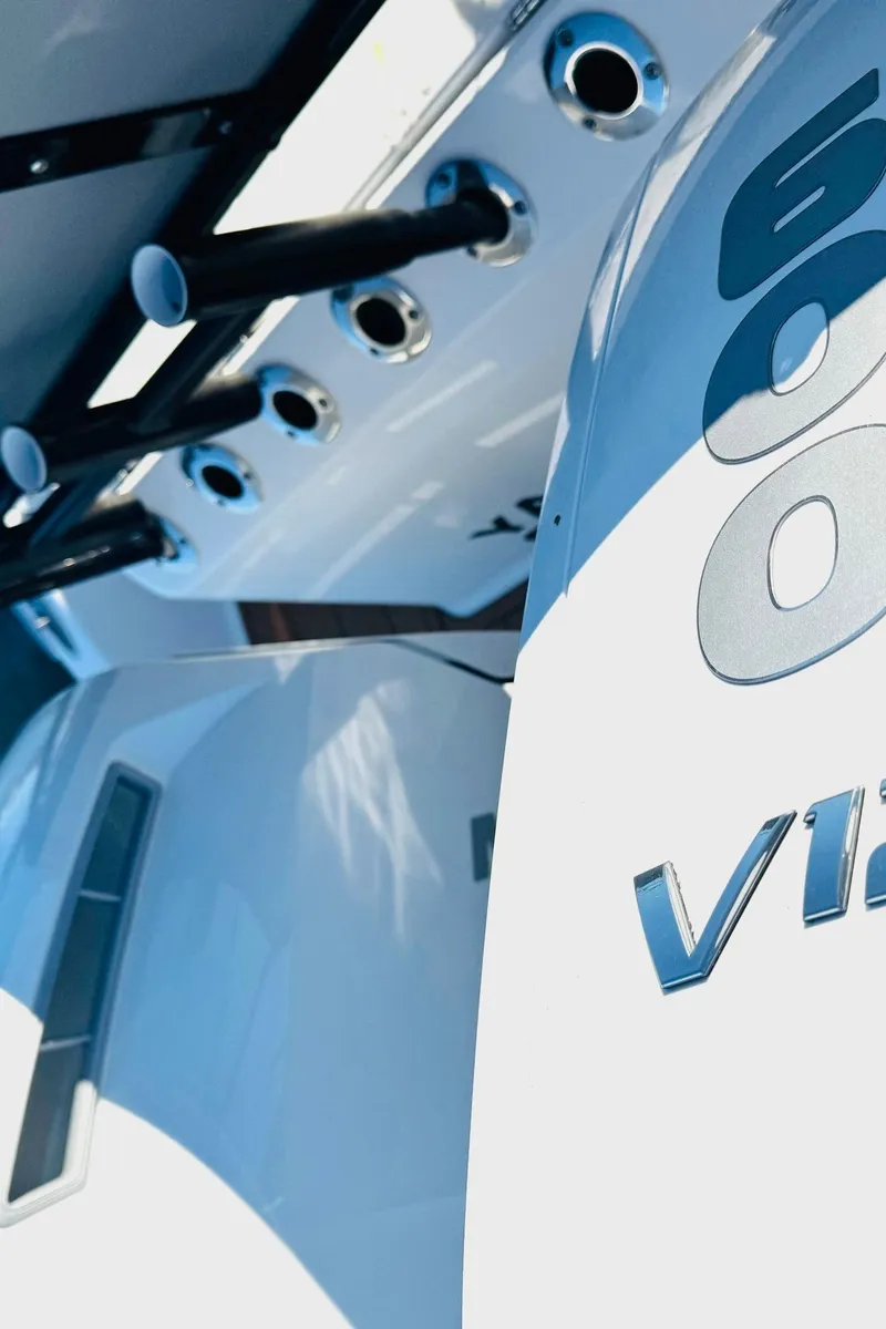 Slide: The Image of Close-up of 2023 Cape Horn 39T boat engine details and exhaust pipes. - 7