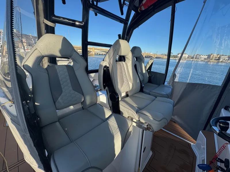 Slide: The Image of DuraBrite light on 2023 Cape Horn 39T boat, mounted on a metal frame. - 11