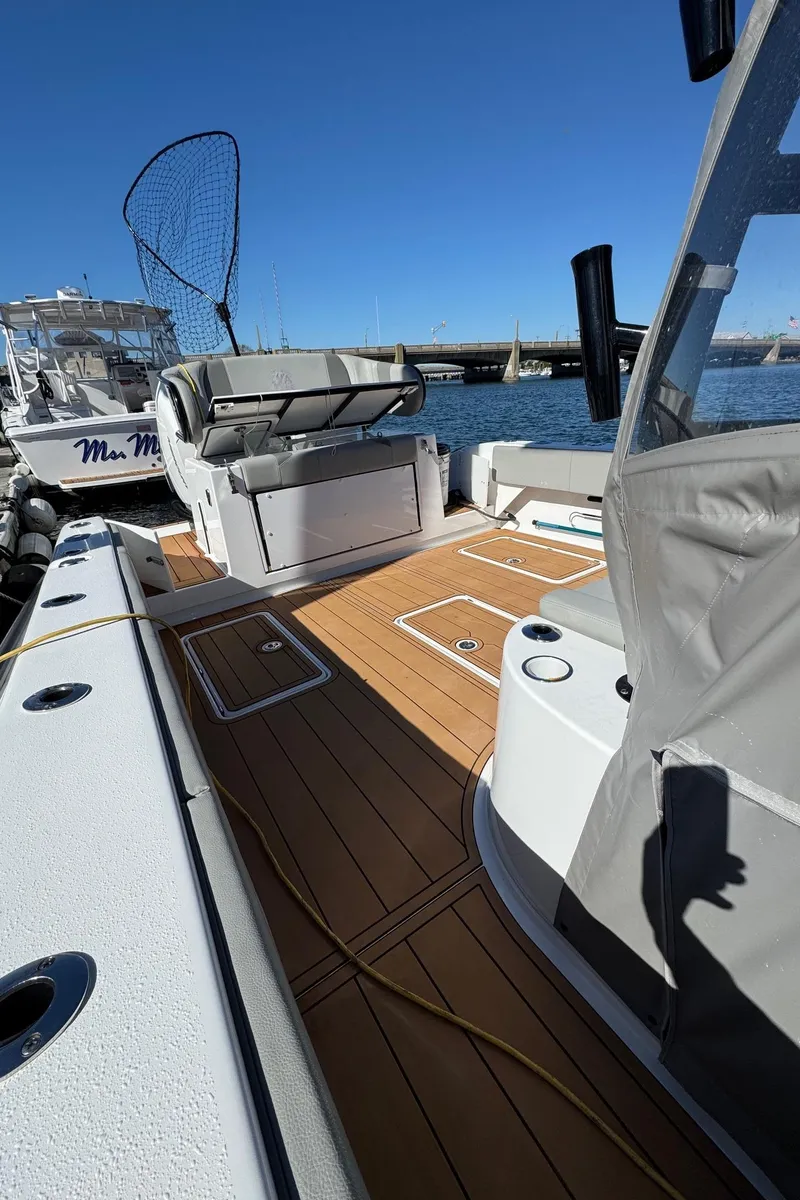 Slide: The Image of 2023 Cape Horn 39T boat deck with seating, featuring sleek design and spacious layout. - 20