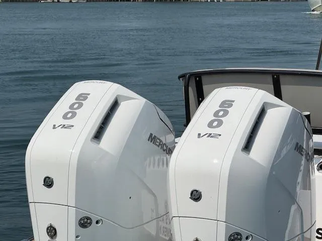Slide: The Image of Twin Mercury 600 V12 engines on a 2023 Cape Horn 39T boat. - 31