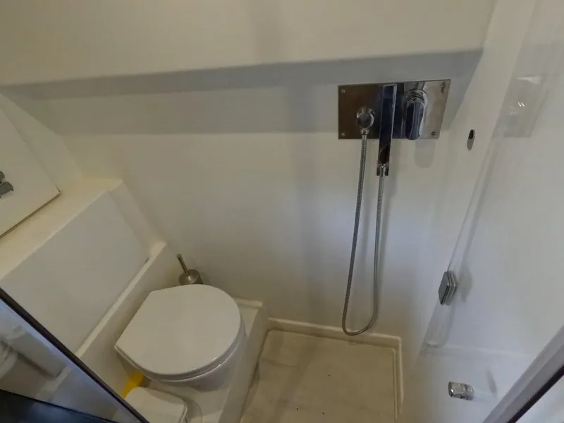 Slide: The Image of Compact bathroom in 2020 Prestige 460 yacht with shower and toilet. - 33