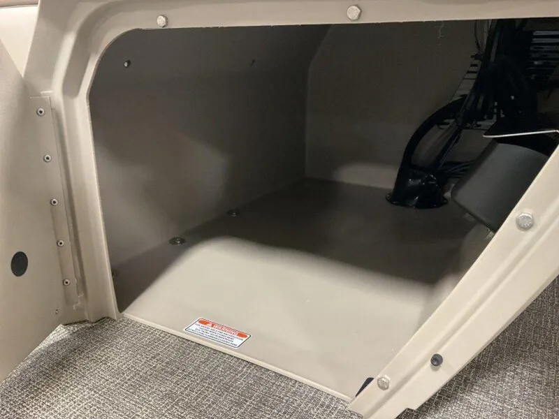 Slide: The Image of Storage compartment of 2025 Bennington 23 SL boat, featuring spacious interior and durable construction. - 25