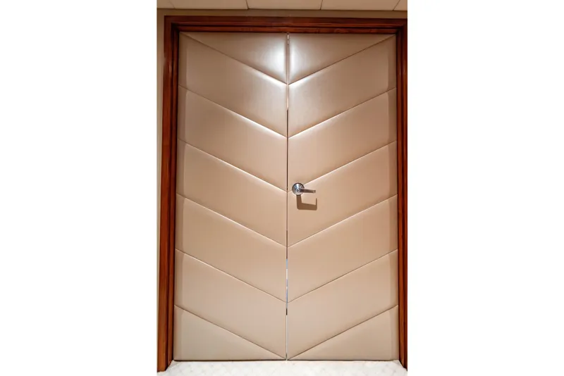 Slide: The Image of Luxurious beige door with chevron pattern on 2009 Custom Crystal Motoryacht. - 121