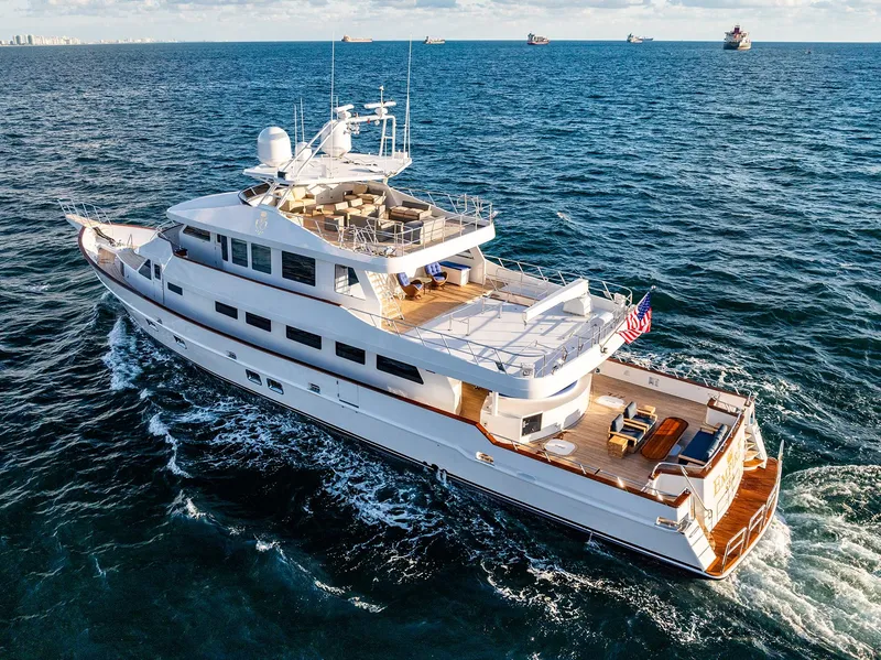 Slide: The Image of Luxurious Custom Crystal Motoryacht from 2009 on open sea. - 21