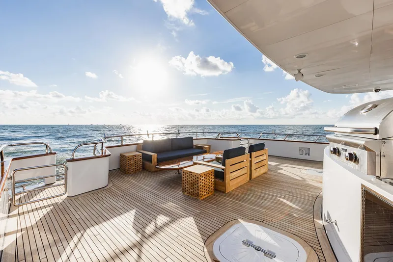 Slide: The Image of Luxurious deck of 2009 Crystal Motoryacht at sunset. - 36