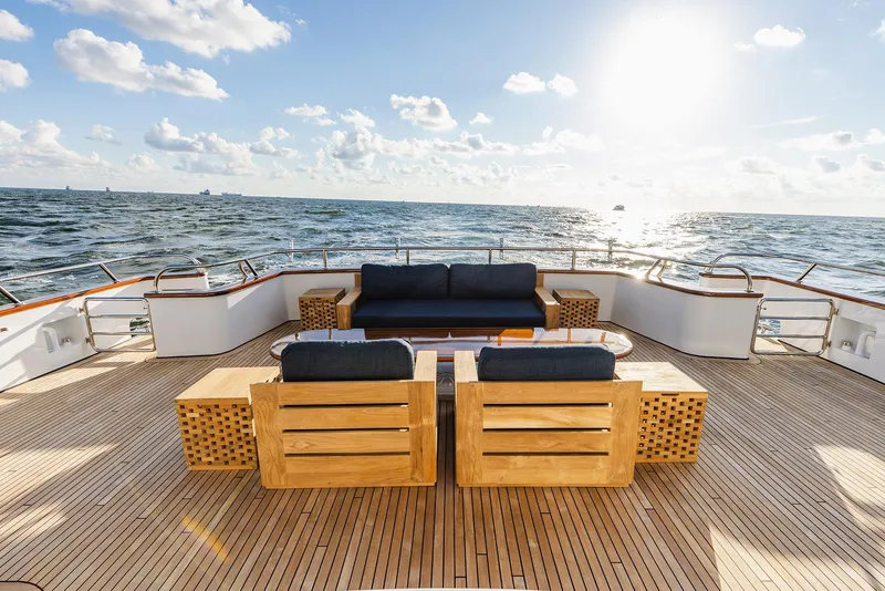 Slide: The Image of Luxurious deck of Custom Crystal Motoryacht 2009 on open sea. - 40
