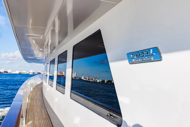 Slide: The Image of 2009 Custom Crystal Motoryacht on water, side view. - 46