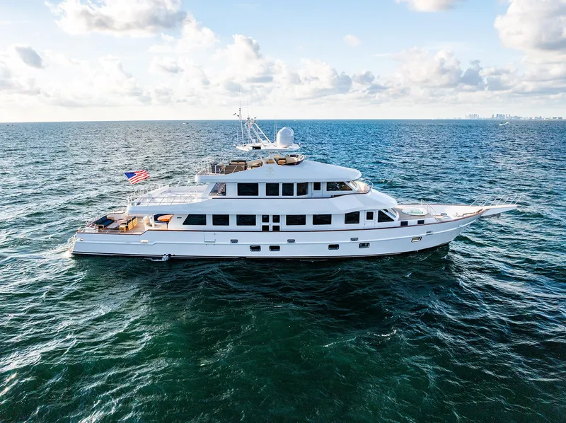 Slide: The Image of Luxurious Custom Crystal Motoryacht 2009 on open sea. - 5