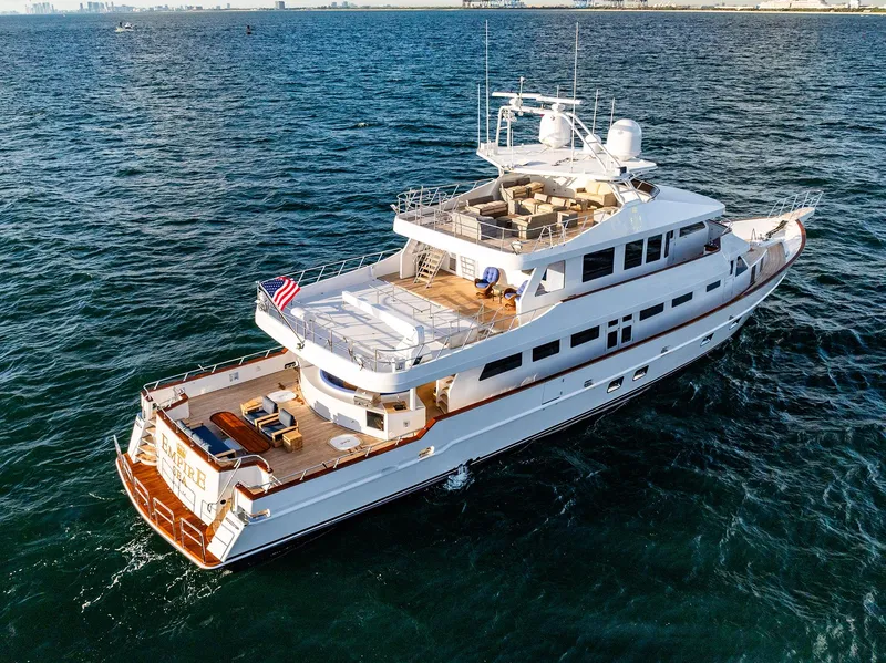 Slide: The Image of Luxurious Custom Crystal Motoryacht from 2009 on open sea. - 7