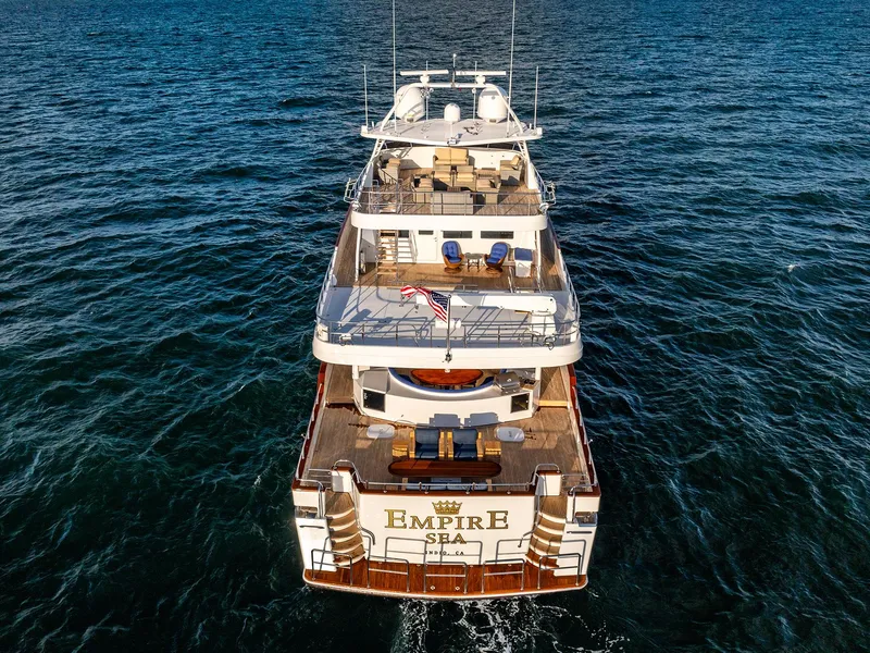 Slide: The Image of Aerial view of a 2009 Custom Crystal Motoryacht on the sea. - 8