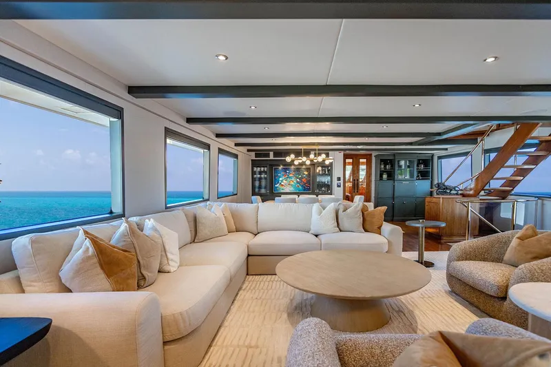 Slide: The Image of Luxurious interior of 2009 Custom Crystal Motoryacht with ocean view and elegant furnishings. - 83