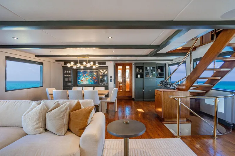 Slide: The Image of Luxurious interior of 2009 Custom Crystal Motoryacht with elegant dining area and ocean views. - 85