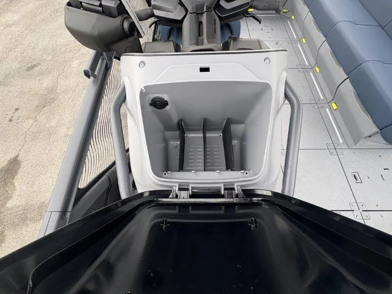Slide: The Image of 2025 Sea-Doo Switch Cruise Limited 21' 230HP storage compartment and seating area. - 28