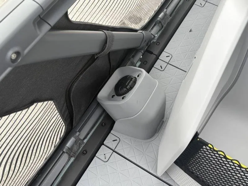 Slide: The Image of 2025 Sea-Doo Switch Cruise Limited 21' 230HP interior detail, featuring seating and flooring design. - 39