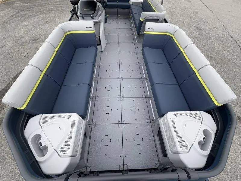 Slide: The Image of 2025 Sea-Doo Switch Cruise Limited 21' 230HP interior with spacious seating and modern design. - 43