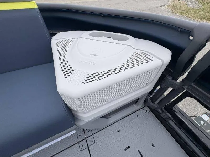 Slide: The Image of 2025 Sea-Doo Switch Cruise Limited 21' 230HP interior seating and storage detail. - 48