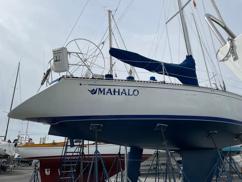 Slide: The Image of 1985 C&C 41 sailboat named Mahalo in dry dock. - 18