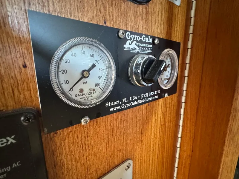 Slide: The Image of Control panel of 1984 Tollycraft 48 Cockpit Motor Yacht with Gyro-Gale stabilizers. - 27