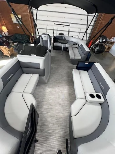 Slide: The Image of 2025 Viaggio Lago V 18 boat interior with spacious seating and modern design. - 8