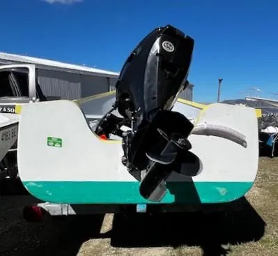 Slide: The Image of 2021 Skiff Jericho Bay Lobster boat with outboard motor on trailer. - 3