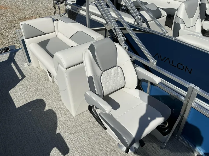Slide: The Image of 2025 Avalon Venture 21 FT Quad Lounger with luxurious seating and modern design. - 6