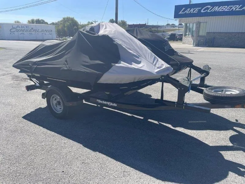 Slide: The Image of 2007 Sea-Doo RXP 215 jet ski covered on trailer at Lake Cumberland. - 27