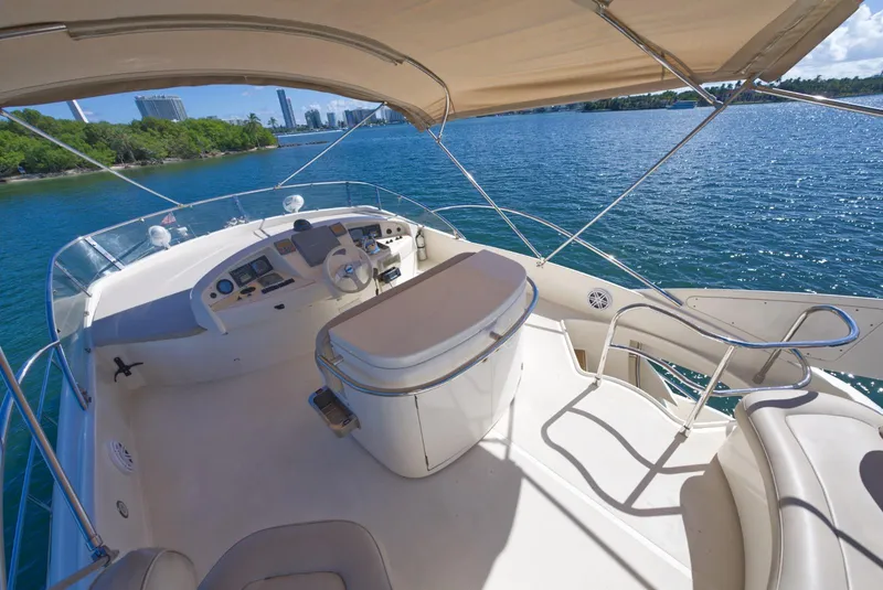 Slide: The Image of Luxurious 2003 Aicon 56 yacht interior with scenic ocean view. - 37